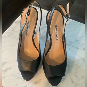 Charles David Black Stiletto Slingback Sz 7
